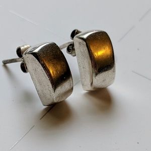 Silver rectangle earrings pierced